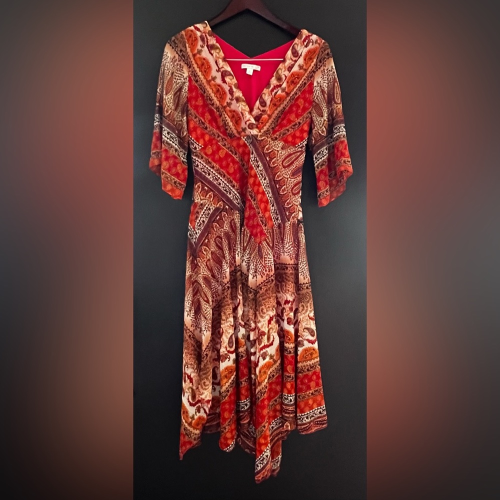 Vintage Y2K Asymmetrical Paisley Witchy Fairycore Whimsical Boho Flowy Dress